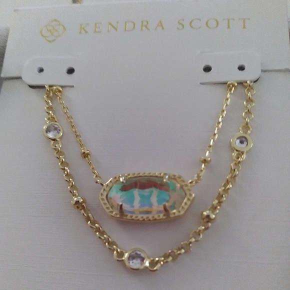 New Elisa Dichroic Glass Gold Multi Strand Necklace - Picture 2 of 7